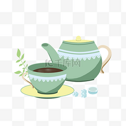 绿色茶壶图片_下午茶茶水