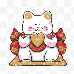 卡通坐垫图片_恋爱运气爱心日本卡通招财猫
