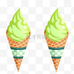 夏日绿色抹茶水果味冰激凌冰棍