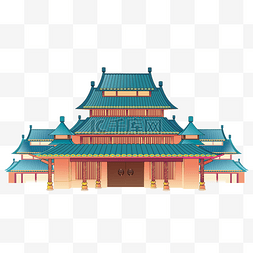 彩色中国风古典建筑