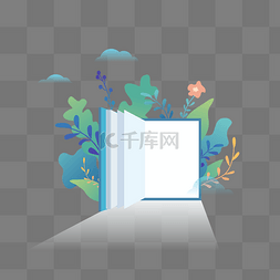 手绘植绿植图片_书本手绘插画