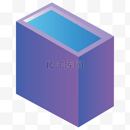 2.5D紫色长方体展示柜免抠图