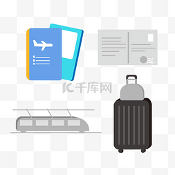 车动图片_旅行护照和行李箱