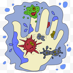 细菌蓝色图片_卡通手绘病毒细菌