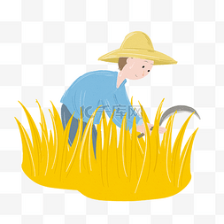 秋收的图片_割稻子的农民