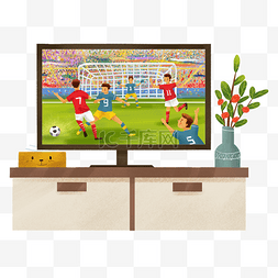 足球赛png图片_彩色电视足球赛插画