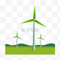 绿色的图片_绿色的环保风车插画