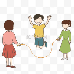 小朋友朋友图片_六一儿童节童年游戏跳大绳插画免