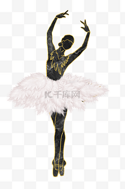芭蕾舞抽象图片_单联竖款羽毛黑白金北欧抽象室内