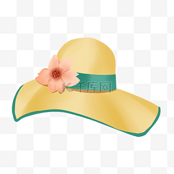 女士帽子帽子图片_手绘夏季元素遮阳帽女式帽子免抠