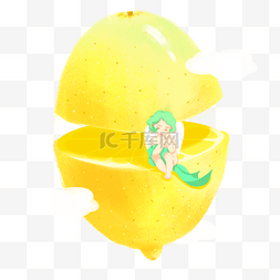 柠檬上开心的天使