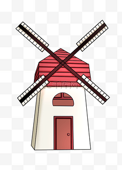 红色屋顶风车