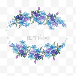 小紫花花环图片_紫蓝色唯美装饰花边清新