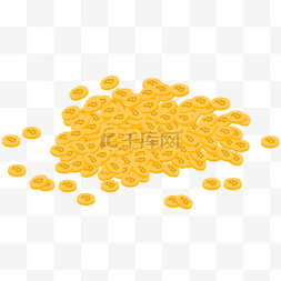 一堆黄色钱币免抠图