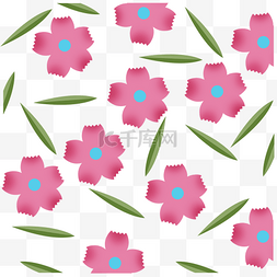 粉色花底纹素材图片_夏日粉色花朵和叶子