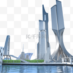 城市图片_C4D立体未来城市科技电商通用背景