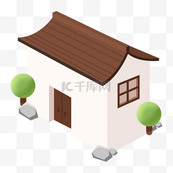 欧式建筑扁平化图片_欧式2.5d房子插画