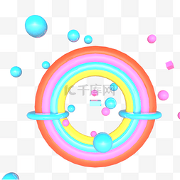 创意儿童节彩虹色圆圈