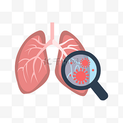 放大镜图片_矢量肺炎肺病毒