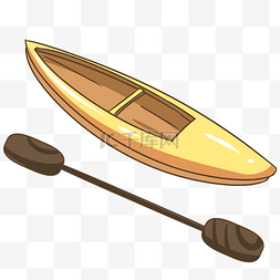 划艇图片_卡通黄色小划艇插图