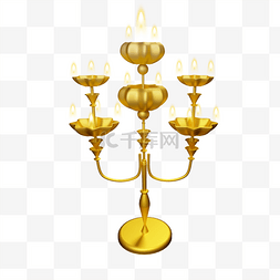 金色铁艺烛台图片_写实金色烛台排灯节烛台