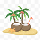 旅游椰子椰树沙滩椰汁饮品夏天