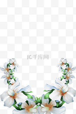 花环唯美装饰花环图片_茉莉白色小花环形花朵边框装饰花