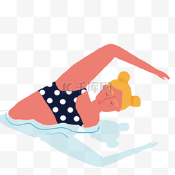 游泳小女孩卡通图片_卡通小女孩在游泳