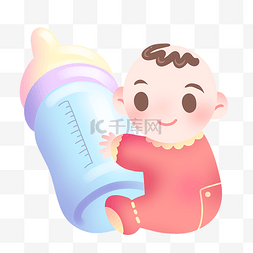 婴儿宝宝插画图片_喝奶的婴儿的插画