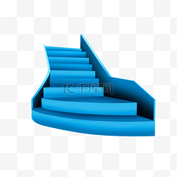 楼梯别墅楼梯图片_长长的蓝色楼梯