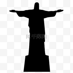 巴西基督像黑白剪影png图