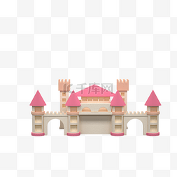 粉色背景小清新图片_一座粉色卡通城堡