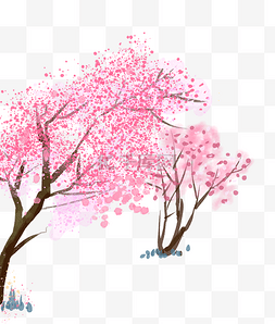 春天春景春季杏花树水彩
