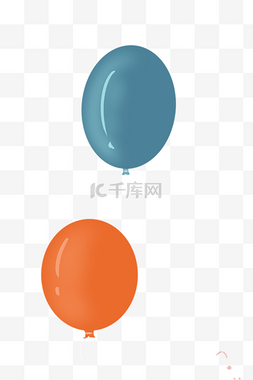 蓝色橙色气球