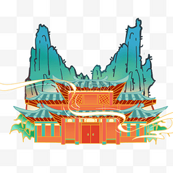 中国古代宫廷风图片_淡雅国风建筑假山