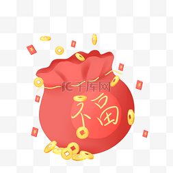 新年红包图片_红色金币新年钱袋