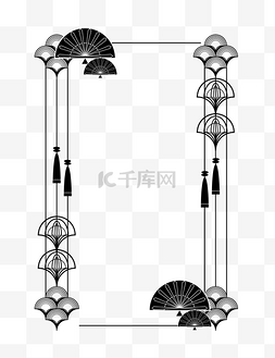 黑色方框图片_中国风海报黑色边框方框免抠png