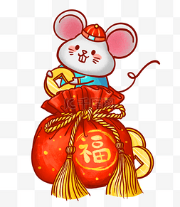 金币图片_鼠年红色福袋和小老鼠