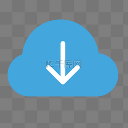 蓝色圆弧云下载图标元素