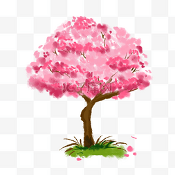水彩樱花树边框装饰画