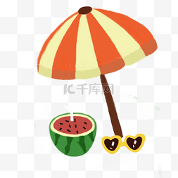 橙色的游泳圈图片_彩色的遮阳伞免抠图