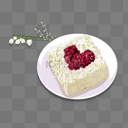 盘子里的心形蛋糕
