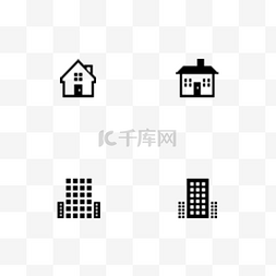 黑色创意建筑房屋图标元素