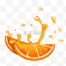 新鲜的橙子果汁飞溅
