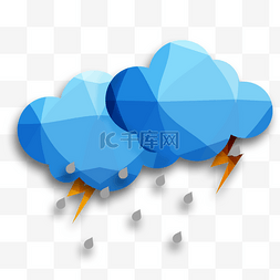 晶格化图片_创意蓝色立体云设计