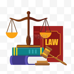 科普法律知识图片_手绘宪法法律法槌天平law