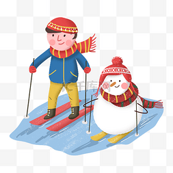 滑雪溜冰雪人孩子冬天活动