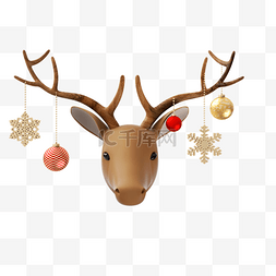 鹿头图片_鹿头和圣诞装饰3d元素