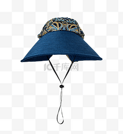 蓝色带花边的遮阳帽
