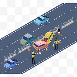 卡通交通安全马路图片_手绘卡通交通碰撞插画